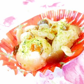 ❤里芋とブナシメジとＱちゃんの青海苔醤油和え❤